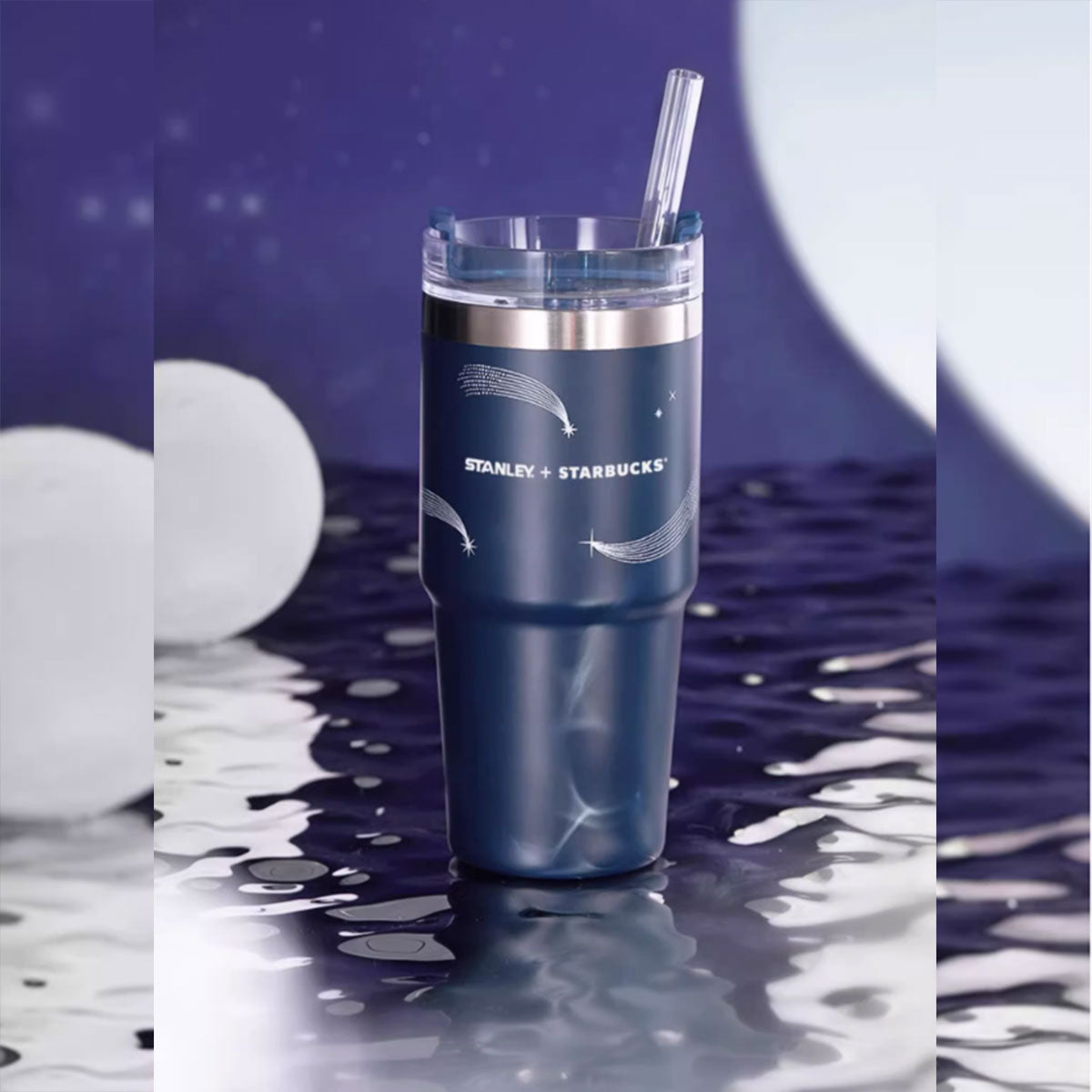 Starbucks China 2023 Jade Rabbit Series Stanley Shining Starry Sky Stainless Steel Straw Cup 16oz 414ml Starbucks loveinstarbucks