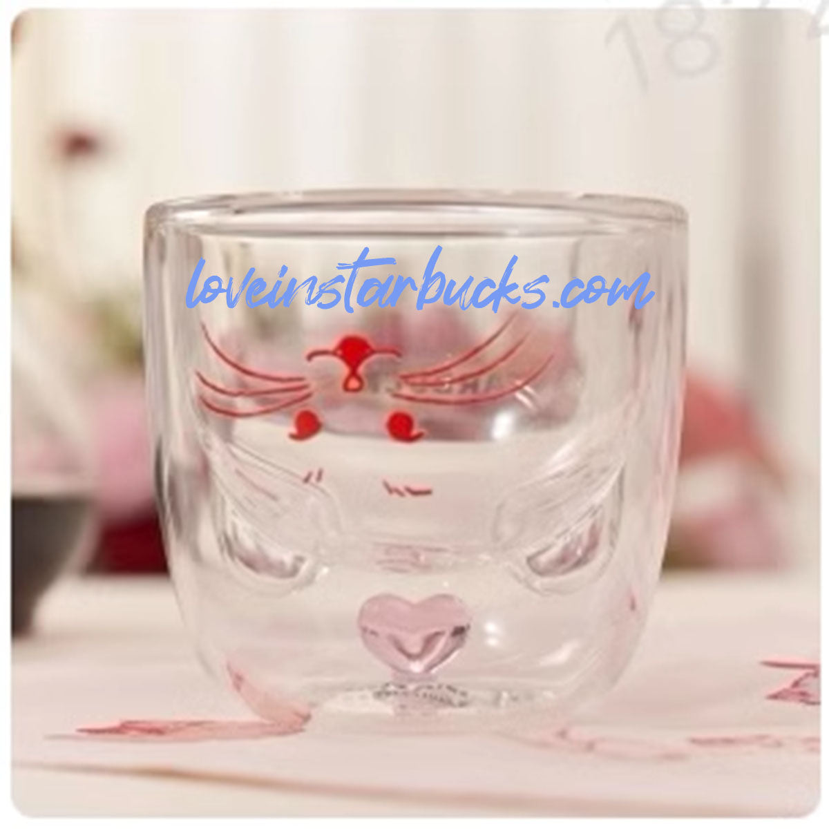 Starbucks China 2024 Valentine's Day Cat double layered glass cup 237ml loveinstarbucks loveinstarbucks