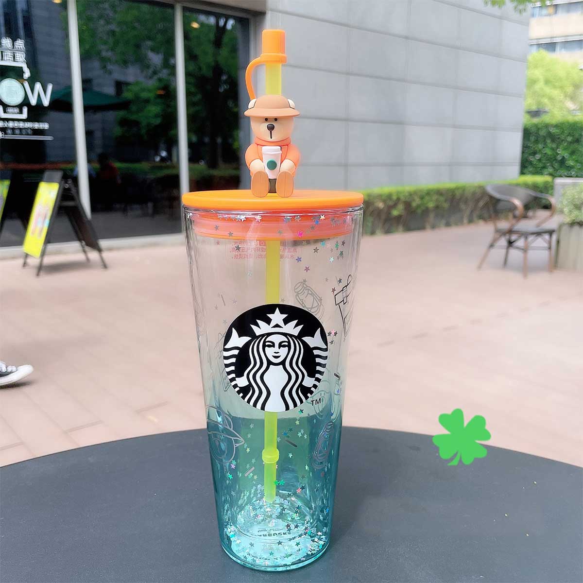 Starbucks China 2021 Camping Bear Double Classic Glass Straw Cup