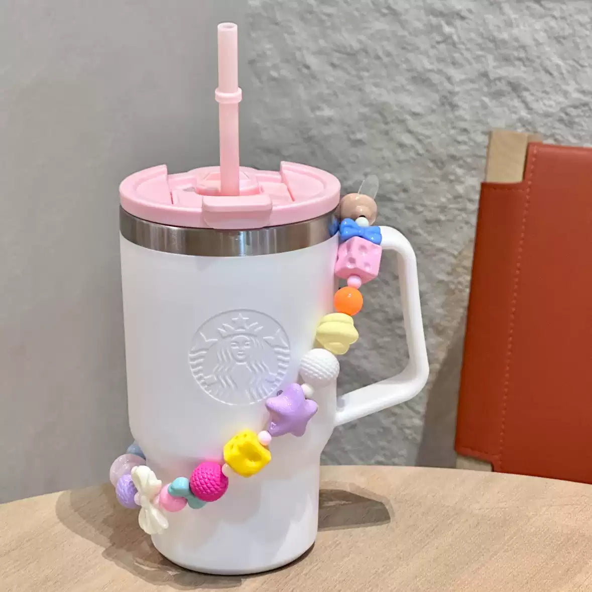 Starbucks China Bowknot Charm Stainless Steel Double Spout Straw Cup 515ml