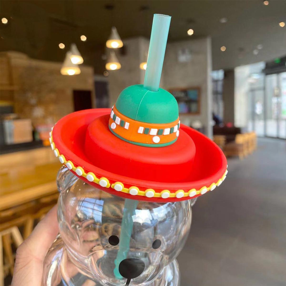 Starbucks 2020 China Latin American style barista bear glass straw cold cup 502ml Starbucks loveinstarbucks