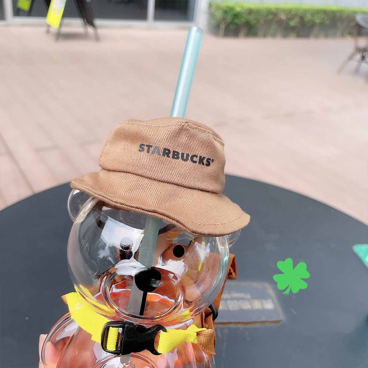 Starbucks China 2021 Camping barista Bear Shaped Glass Cup 420ml Starbucks loveinstarbucks