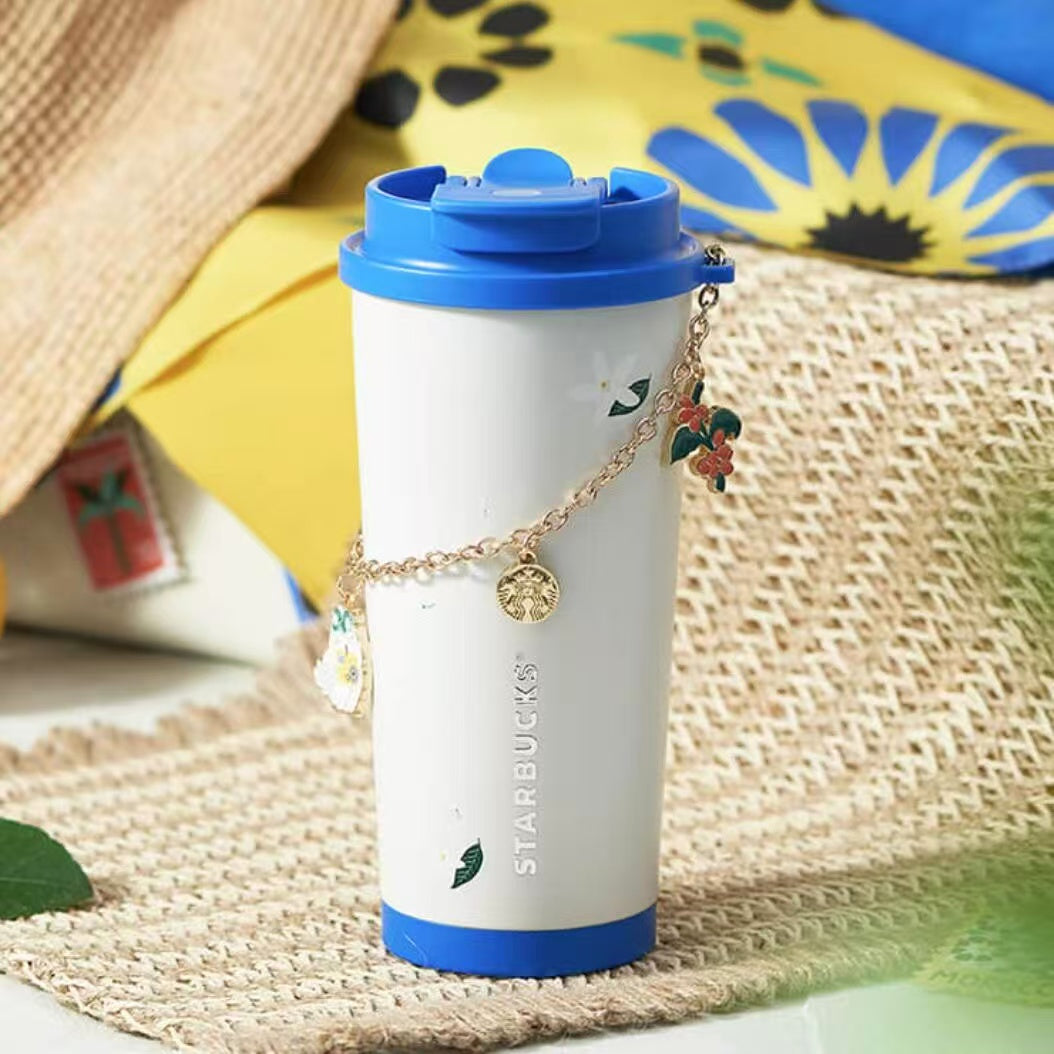 Starbucks China 2025 Holiday Sea Breeze series Double-drink stainless steel cup 480ml with pendant