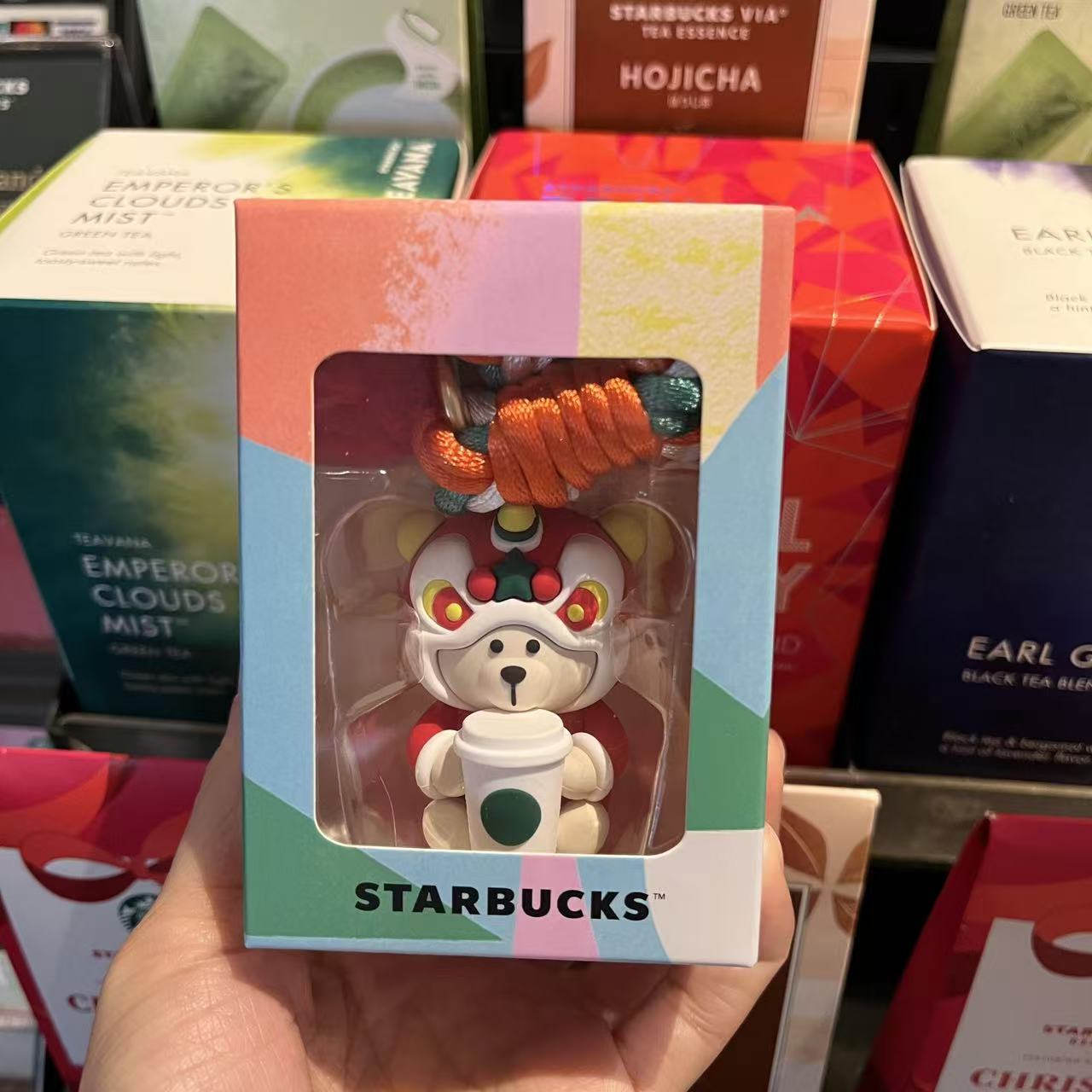Starbucks Hong Kong 2026 Year of the Horse Limited Edition Keychain series - Bearista bear Lion dance