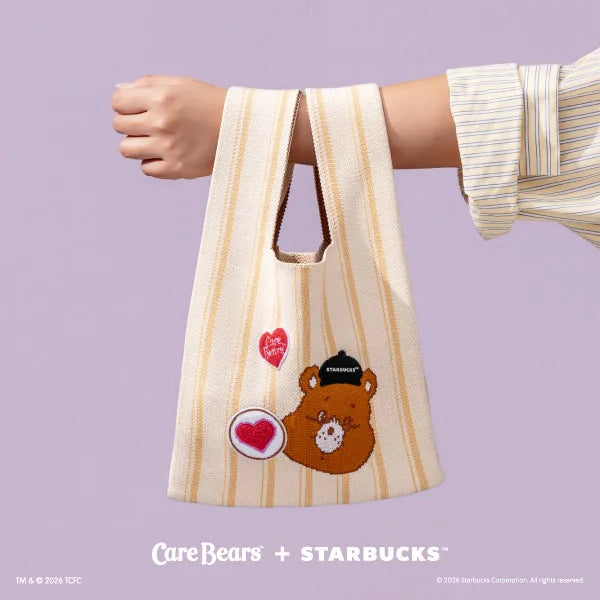 Starbucks 2026 Care Bears Co-Branded Series Tenderheart Bear Knit Tote Bag