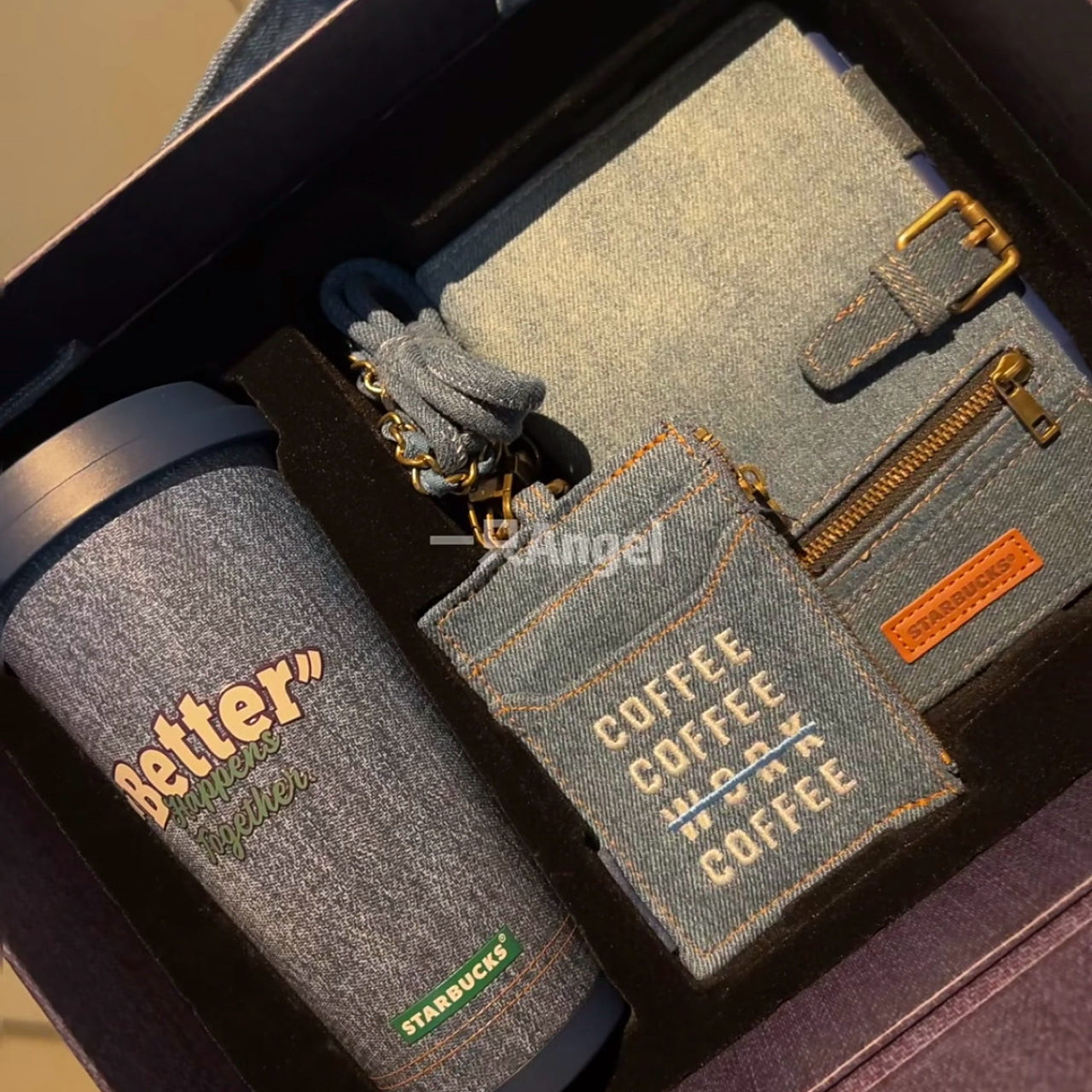 Starbucks China 2026 Denim series stainless steel thermos cup coming with notebook and card holder 500ml