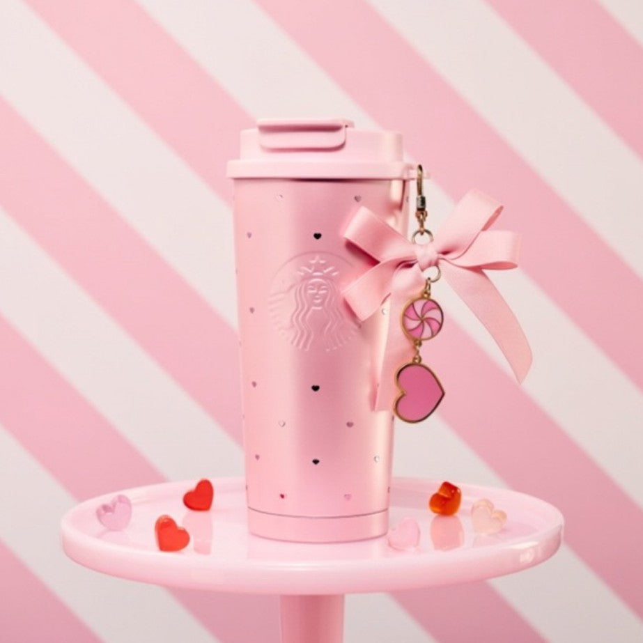 pre-order Starbucks China 2026 Pupu Duck Valentine's Day series stainless steel tabletop cup with hanging decoration 480ml 16.89oz