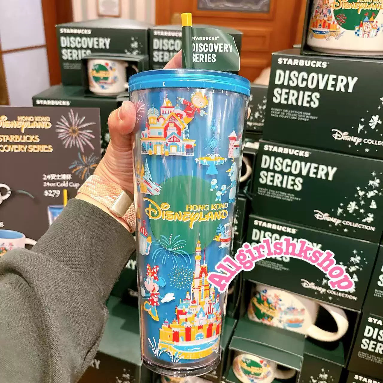 Starbucks Hong Kong 2026 Disneyland Collaboration Series Plastic Straw Cup 24oz