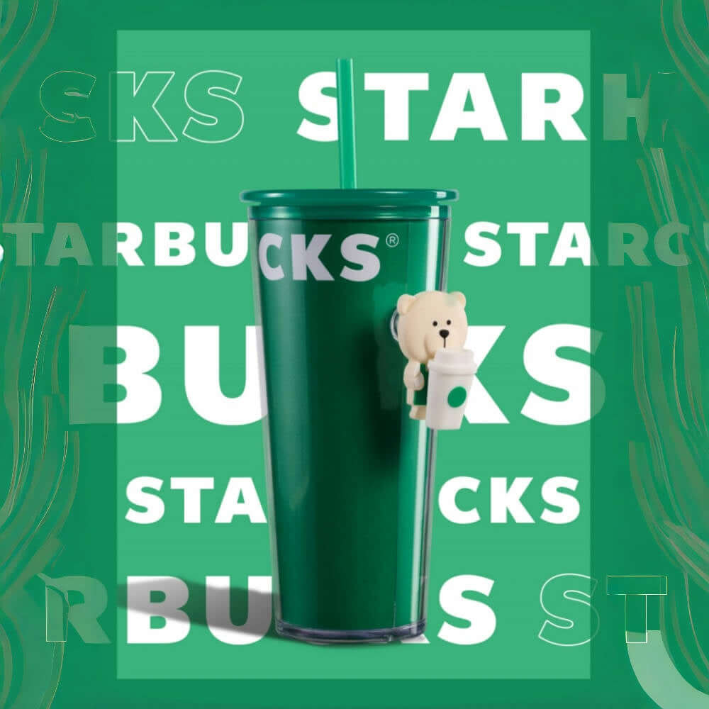 Starbucks China 2024 Coffee grounds and Lively green Finger buckle straw cup 473ml loveinstarbucks loveinstarbucks