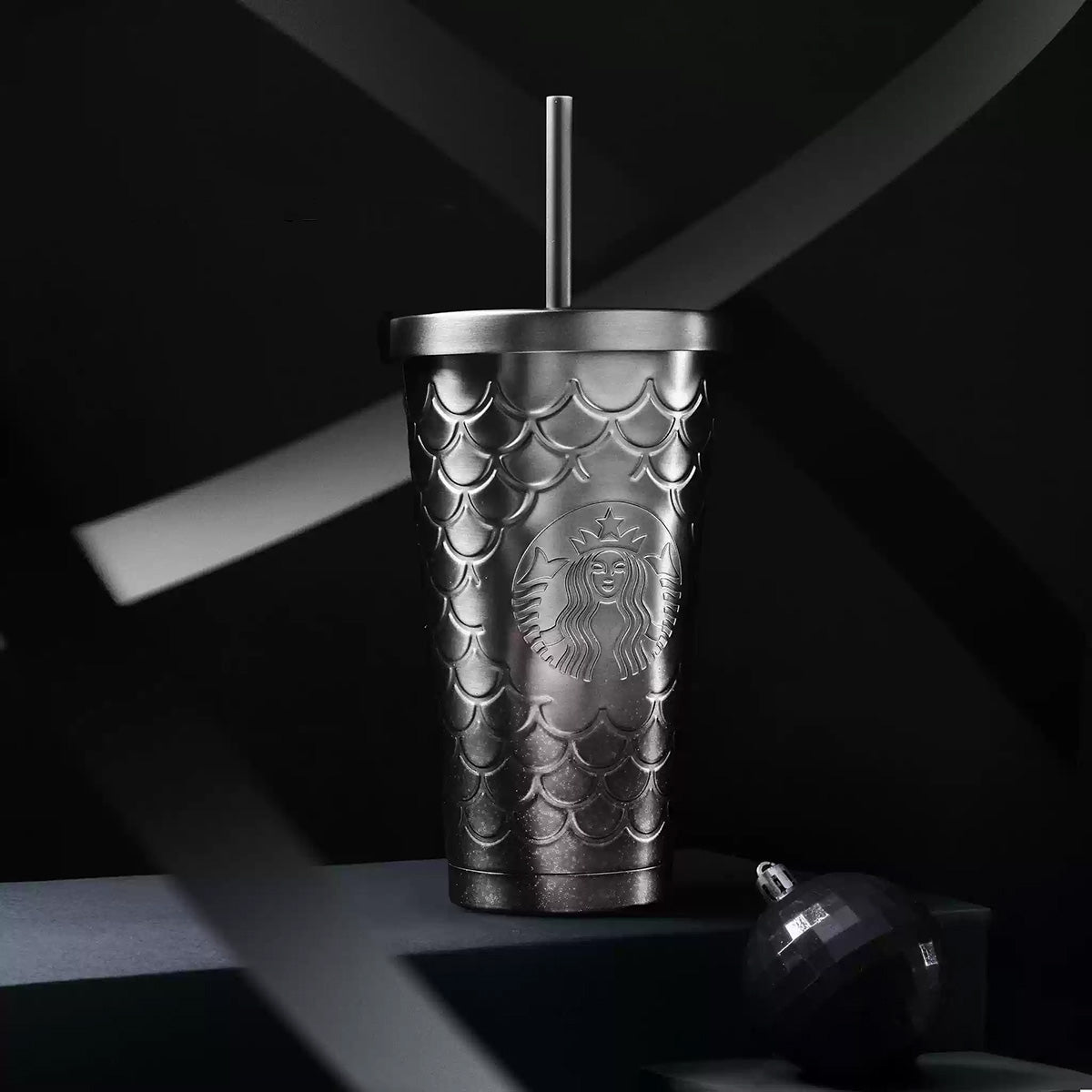 Starbucks Asia 2024 Christmas Sparkling Black and Grey series stainless  steel TOGO cold water cup 473ml