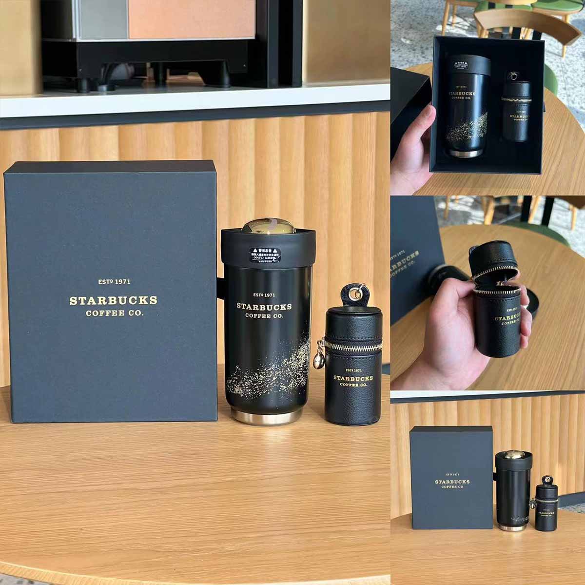 Starbucks Tumblers China 2023 Coffee Treasure series Black gold stainless steel cup 510ml with Lipstick Pack loveinstarbucks loveinstarbucks