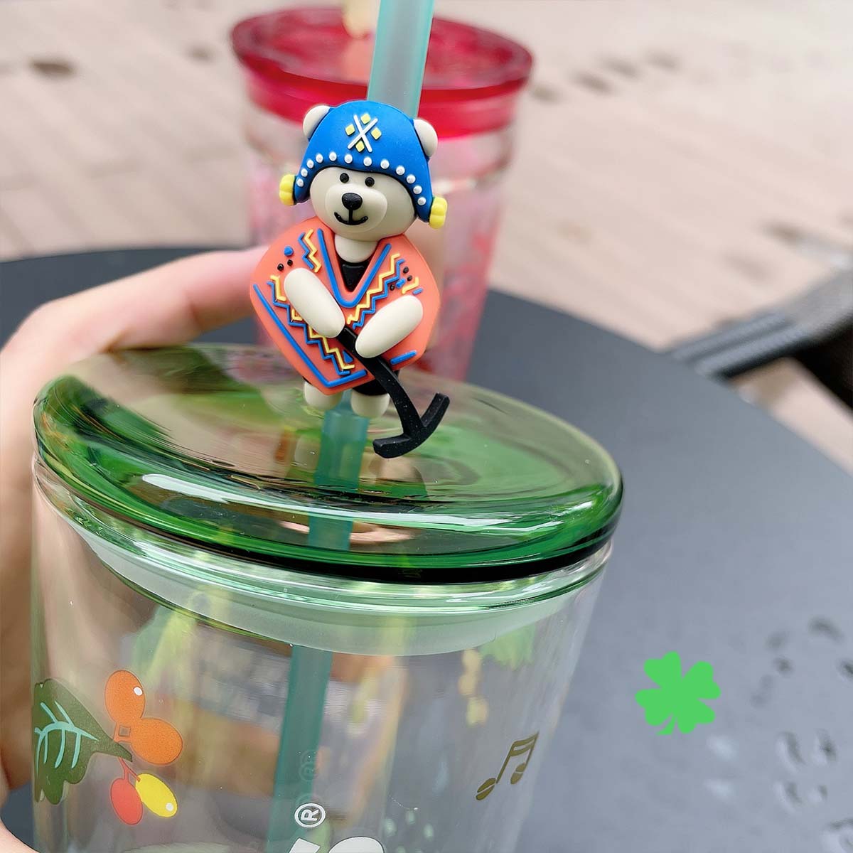 Starbucks China 2020 Coffee Bear Double Classic Glass Straw Cup 591ml Starbucks loveinstarbucks