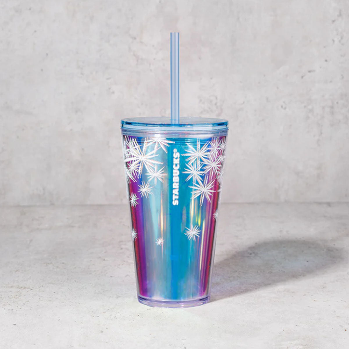Starbucks Hong Kong 2024 Glittery Collection Snowflake plastic straw cup 16oz Starbucks loveinstarbucks