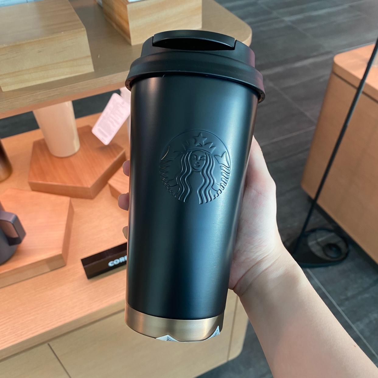 all black starbucks cup 2024 Starbucks Korea 2024 black collection black Stainless steel cup 473ml  Starbucks loveinstarbucks
