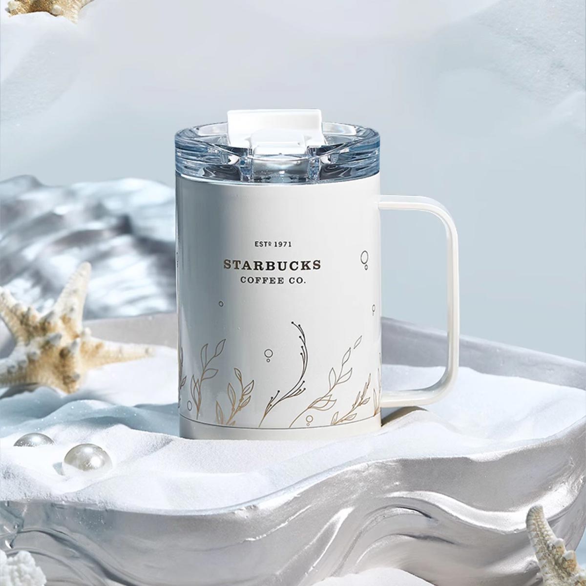Starbucks China 2023 anniversary white gold mermaid series Stainless steel tabletop cup 425ml Starbucks loveinstarbucks