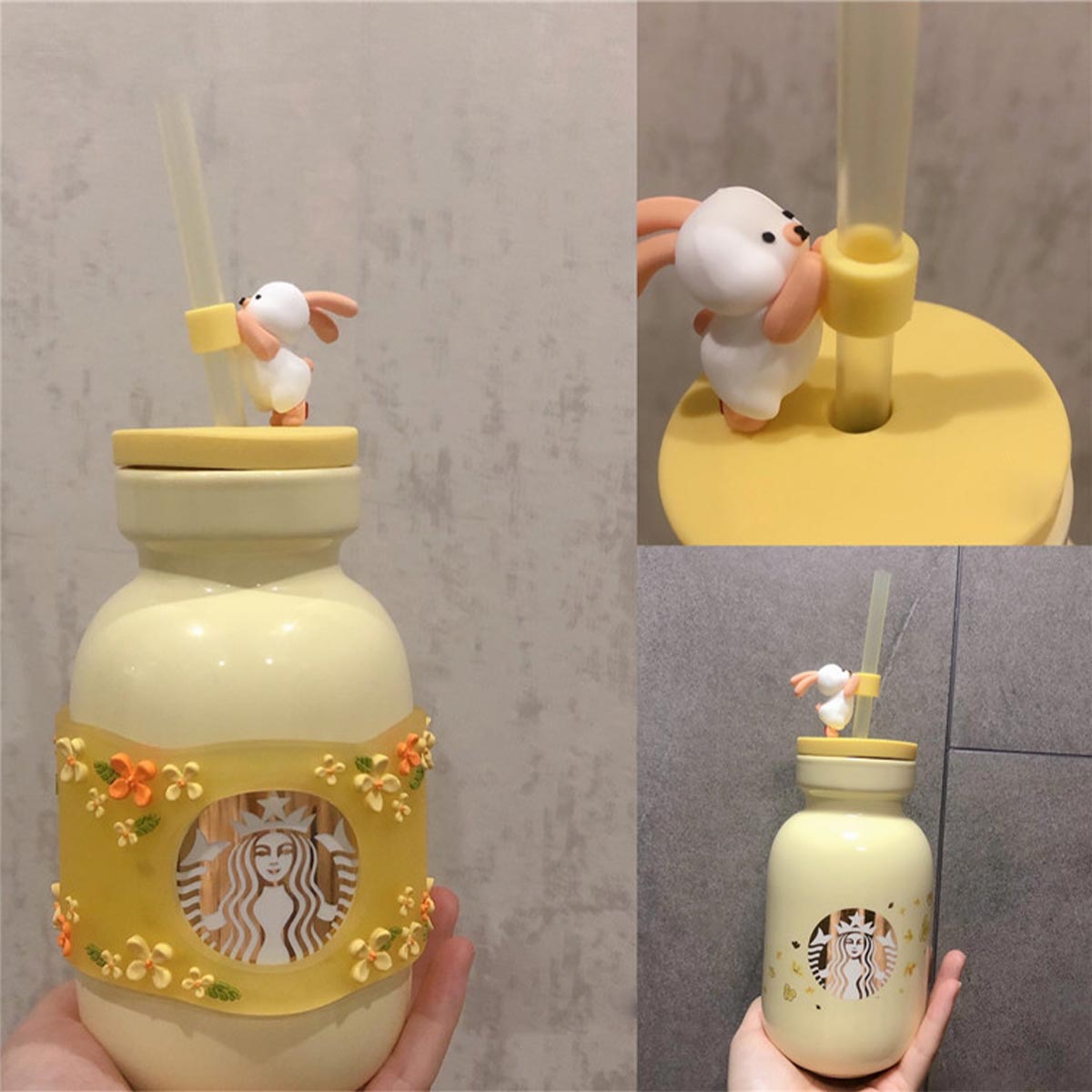 Starbucks China 2020 Mid-Autumn Festival bunny Falling osmanthus flower ceramic straw cup 430ml Starbucks loveinstarbucks