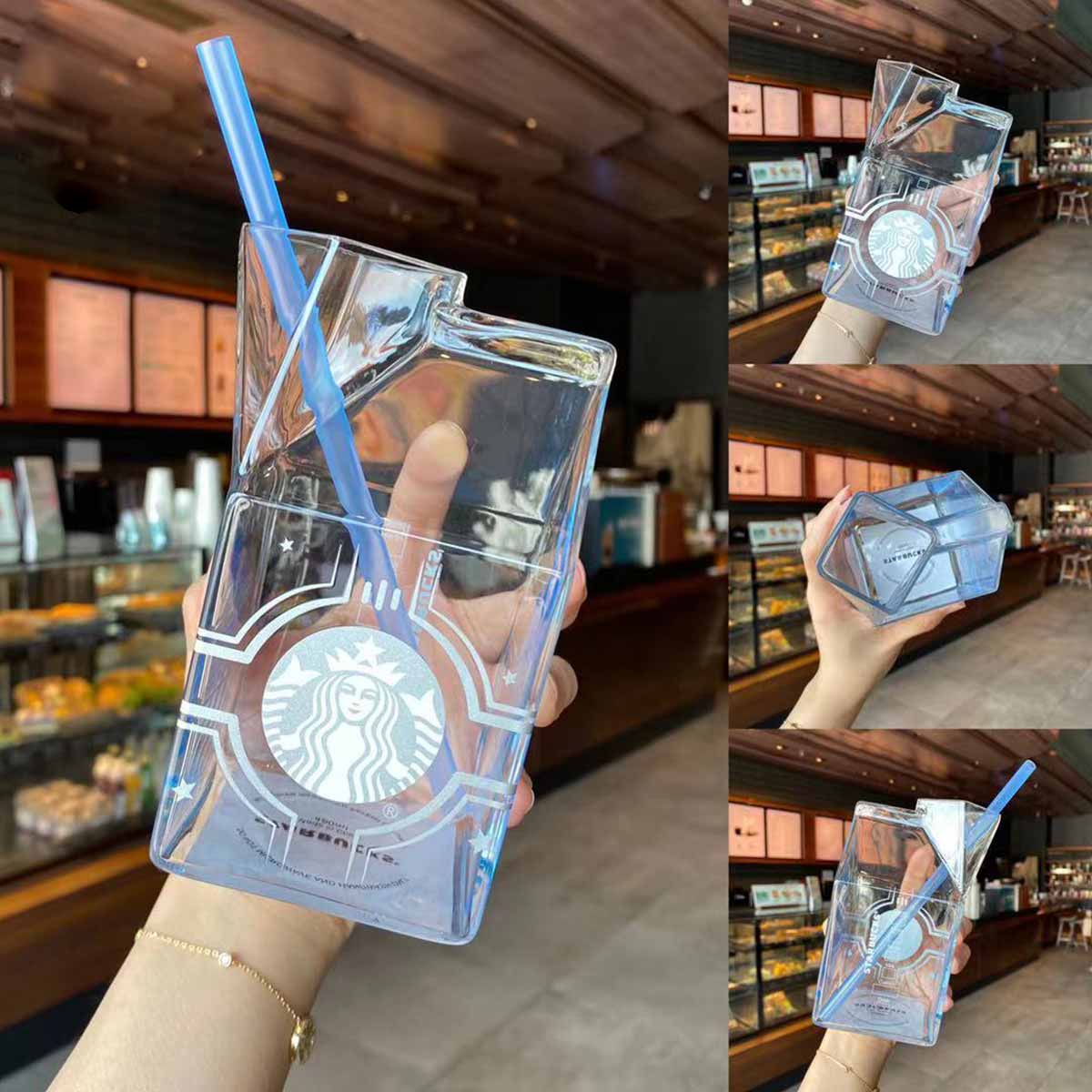Starbucks China 2021 Environmentalism Gradient Blue Milk carton Styling Tumbler 480ml Starbucks loveinstarbucks
