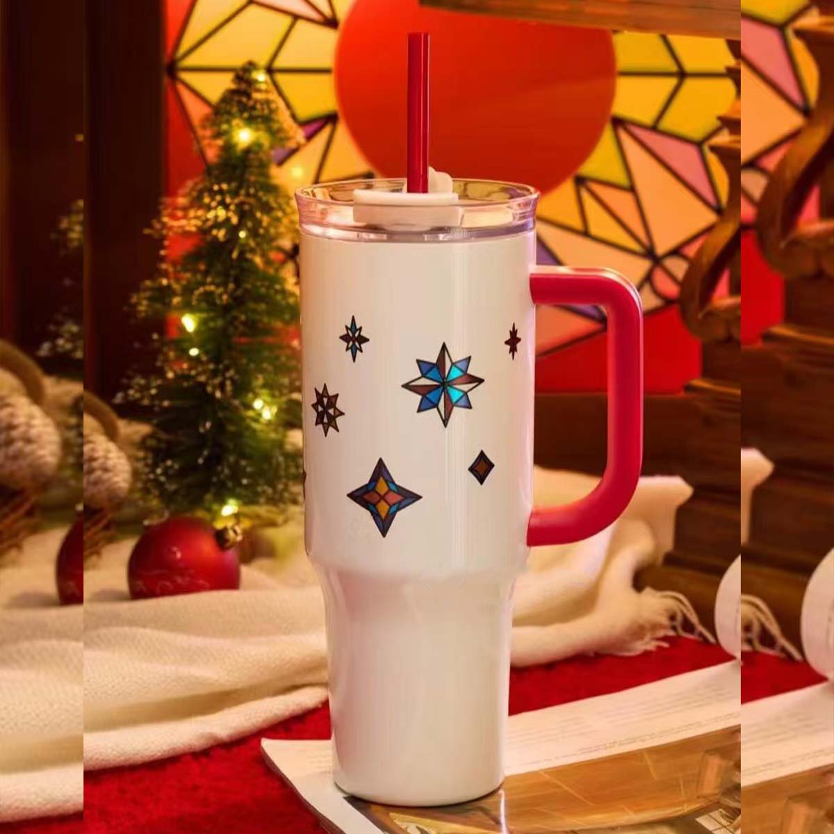 Starbucks China 2024 Christmas Colorful Kaleidoscope Series Stainless steel straw cup 1100ml Starbucks loveinstarbucks