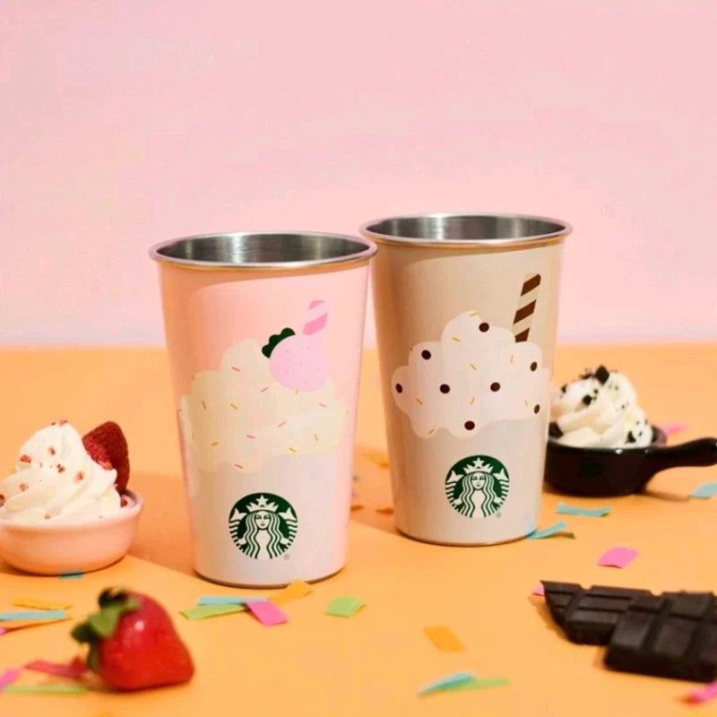 Starbucks China 2025 Summer Frappuccino Party Series Color-changing Single-layer Stainless Steel Cup X 2 500ml 17.6oz