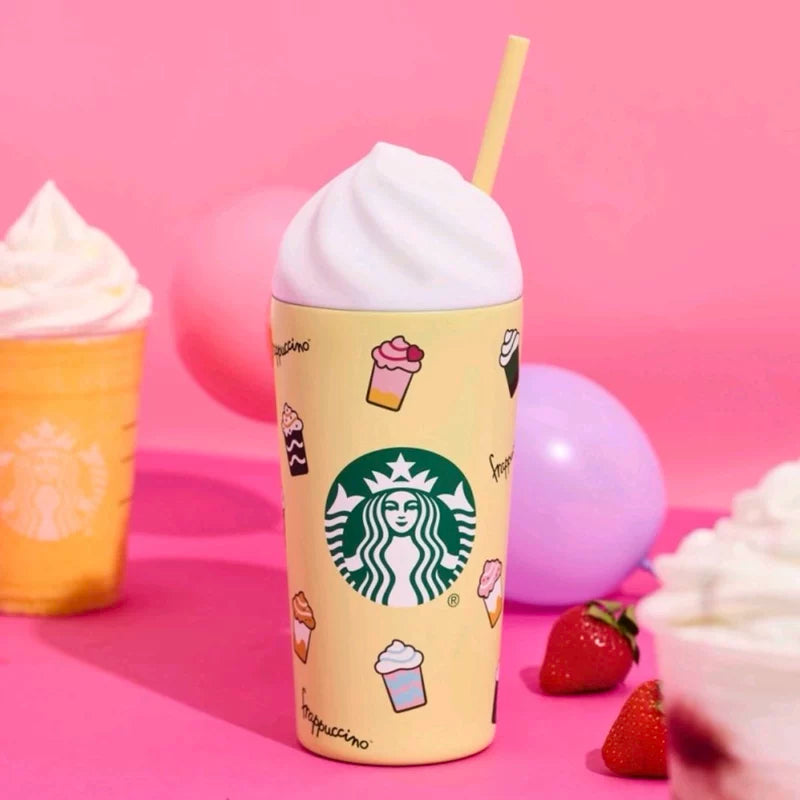 Starbucks China 2025 Summer Frappuccino Party Series Double Lid Set Stainless Steel Cup