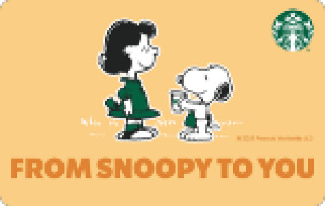 Starbucks and PEANUTS 2025 co-brand yellow gift card without money