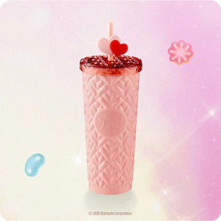 Starbucks Thailand 2026 Valentine's Day series Stainless Steel Vday Pink Cold straw Cup 20 oz with stopper