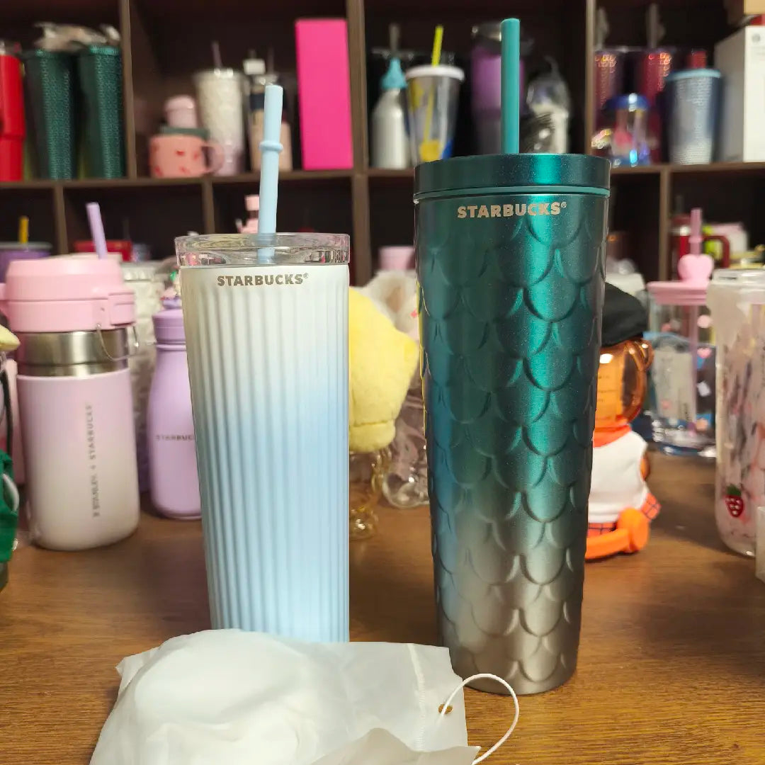 Starbucks two stainless steel cups