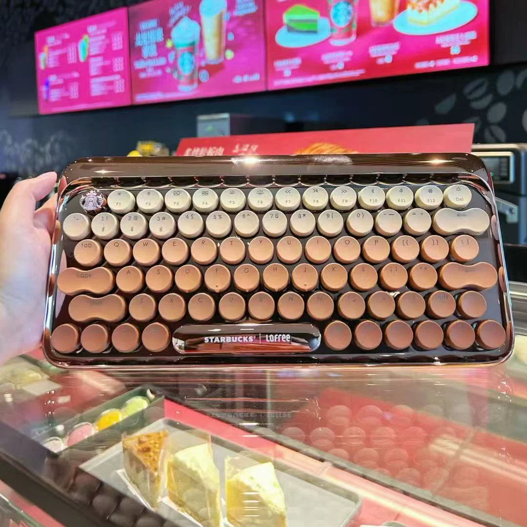 Starbucks Lofree co-branded mechanical keyboard coffee gold keyboard