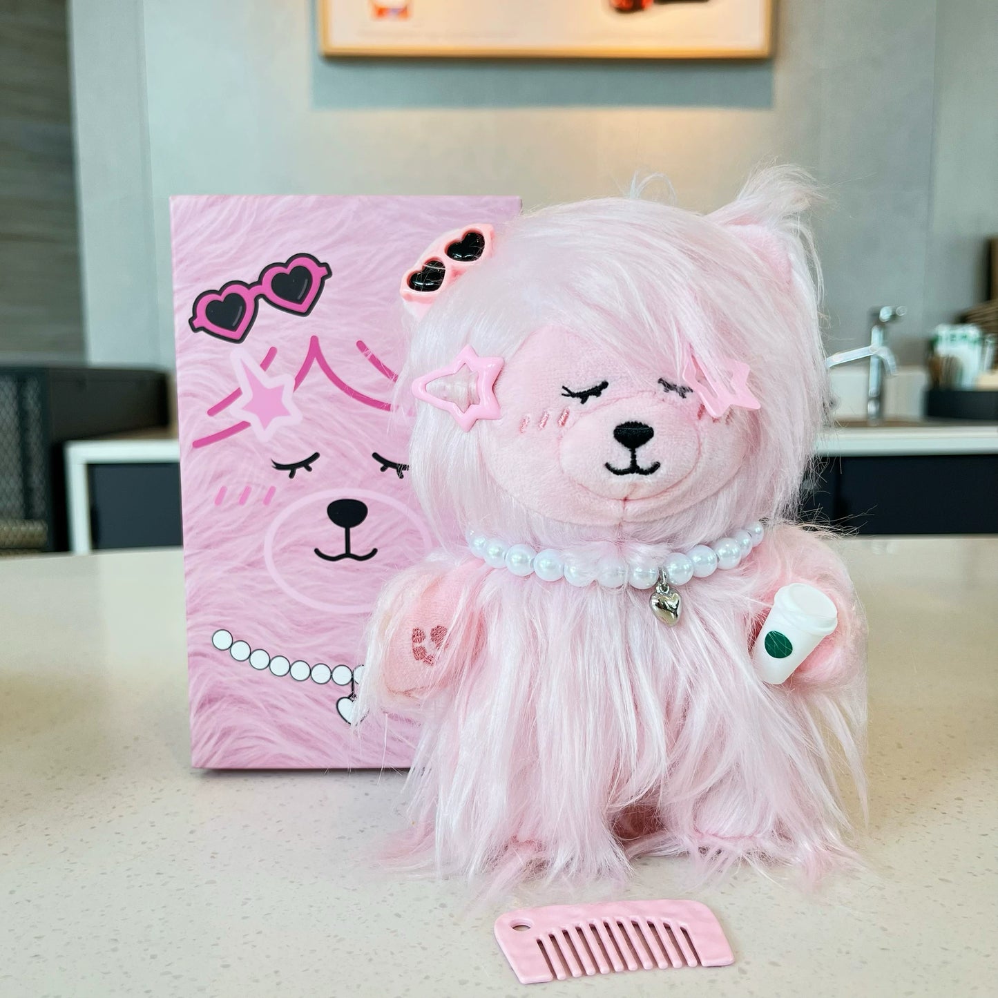 Starbucks China 2026 Qixi Limited Edition Plush Bear Keychain