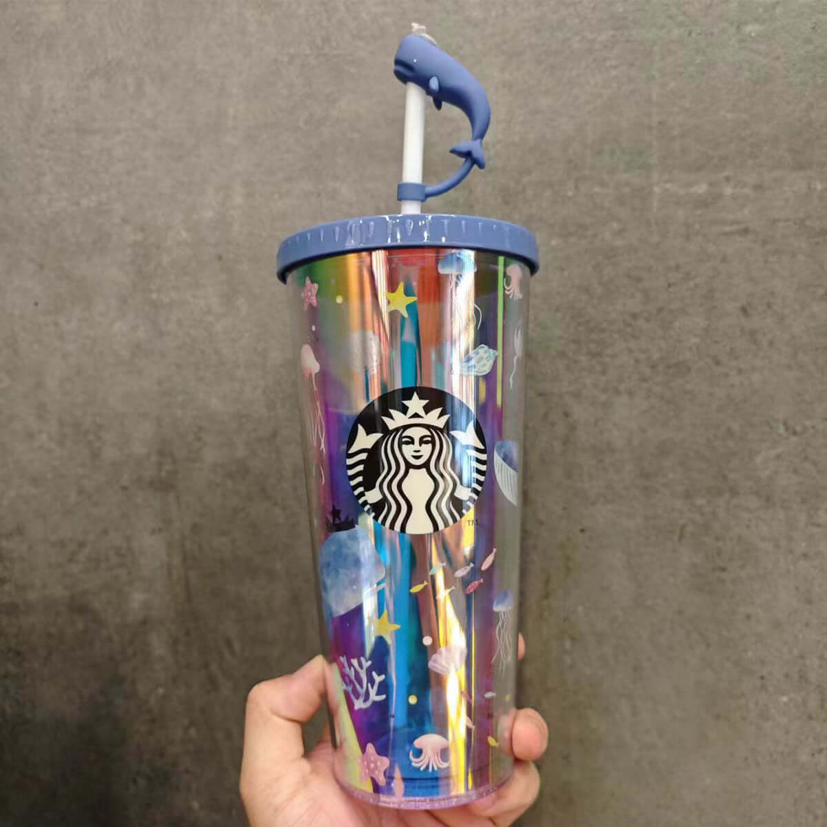 Starbucks HongKong Taiwan Outer Space and Whales series plastic Double-layer straw cup 650ml Starbucks loveinstarbucks