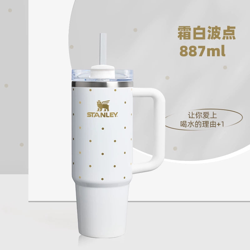 STANLEY China 2025 Christmas series Frosty white polka dot Stainless steel cup 887ml 30oz