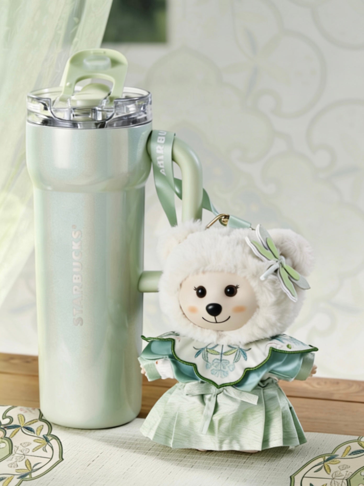 Starbucks China 2026 Spring Blessings Series 690ml Stainless Steel Double Drinking Cup with Vinyl Plush Charm