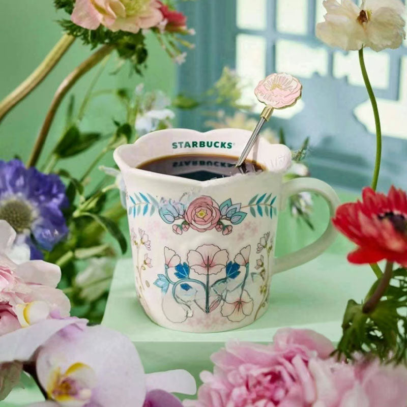 Starbucks China 2025 Spring Flower Series Ceramic Mug with stirer 380ml