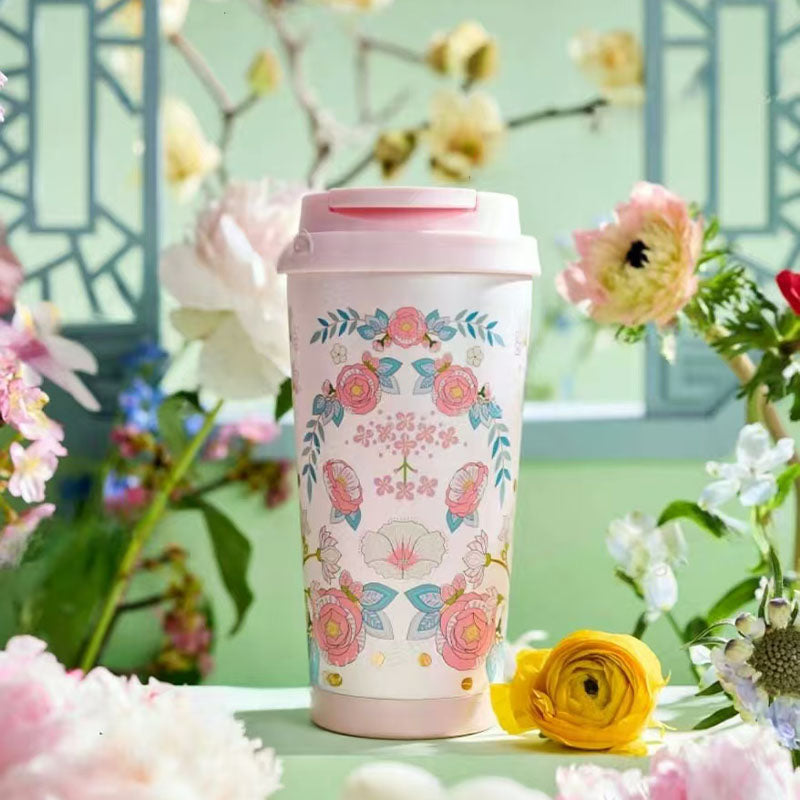 Starbucks China 2025 Spring Flower Series Pink Stainless Steel Cup 473ml