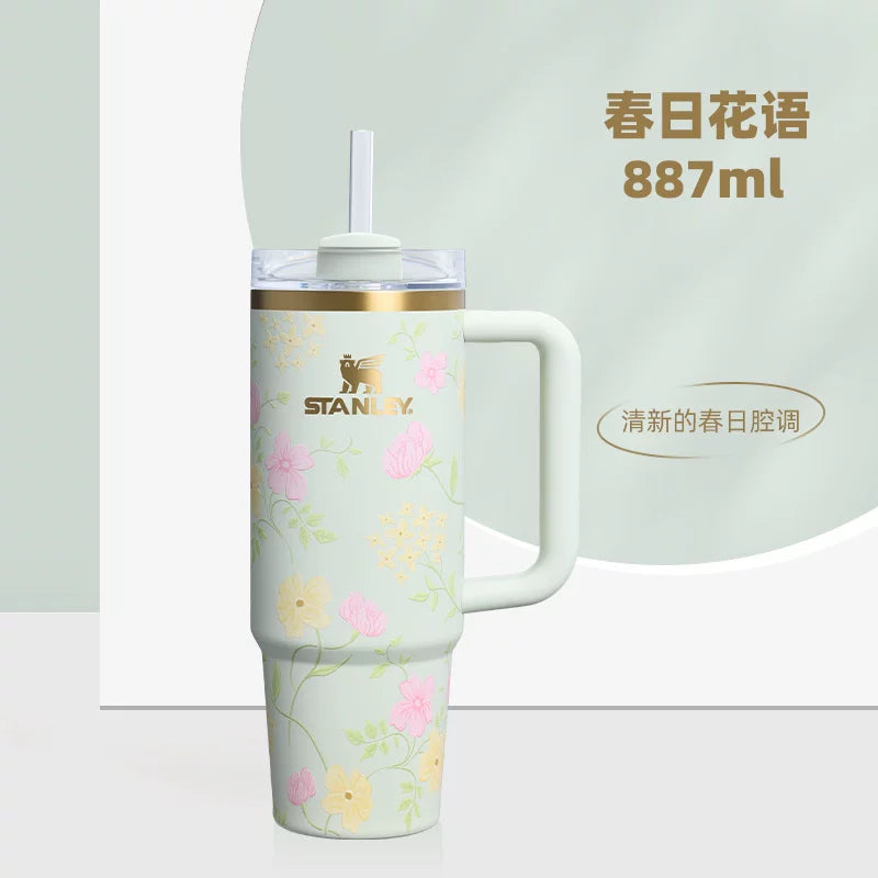 Stanley China 2026 Spring Flowers series 887ml stainless steel cup with straw