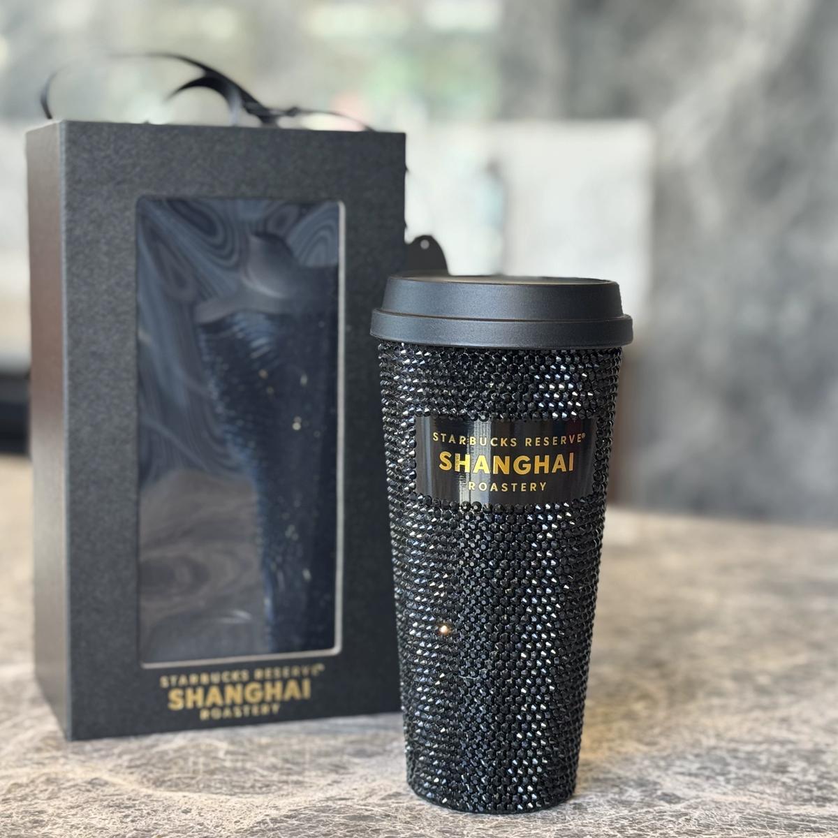 black studded starbucks cup 2020 Starbucks China Shanghai Roastery Limited Edition Black Rhinestone cup