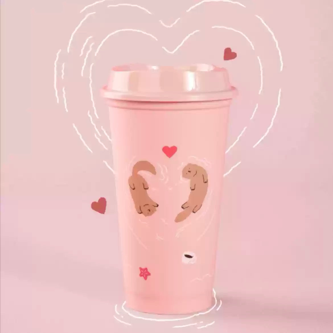 2PCS X Starbucks China 2025 Valentine's Day reusable Tumbler 473ml Starbucks loveinstarbucks