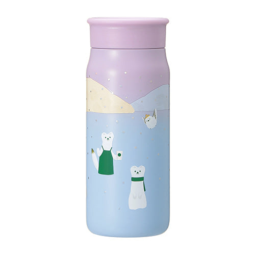 Starbucks Japan 2024 Shining Winter Stainless Steel Bottle Ermine & Long-tailed Tit Pink 355ml Starbucks loveinstarbucks