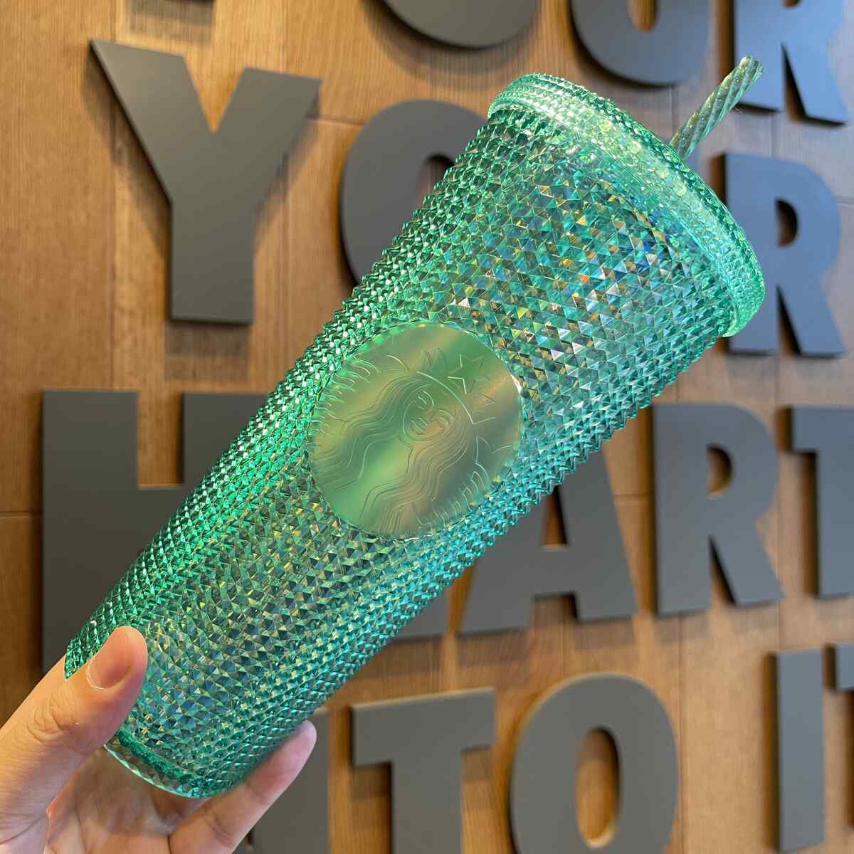 Starbucks Thailand bling green Studded straw cold cup 24oz Starbucks  loveinstarbucks