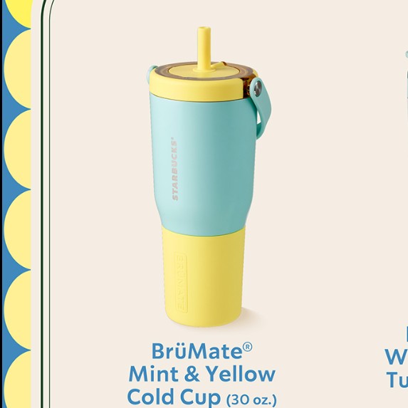 Starbucks Aisa 2026 BRUMATE cobrand series mint yellow cold cup 30oz