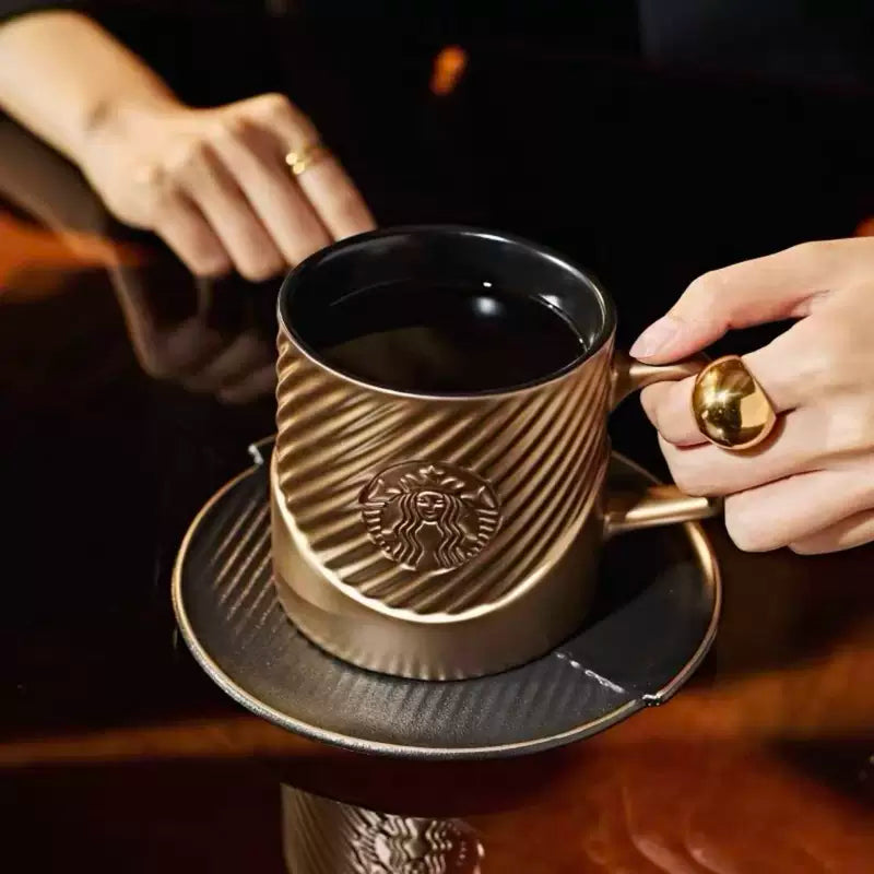 Starbucks China 2025 Gold Collection ceramic cup and saucer set 375ml 13.2oz
