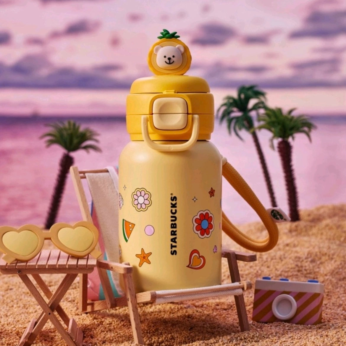 Starbucks China 2025 Tropical Series Bear Stainless Steel Cup 550ml 19.36oz