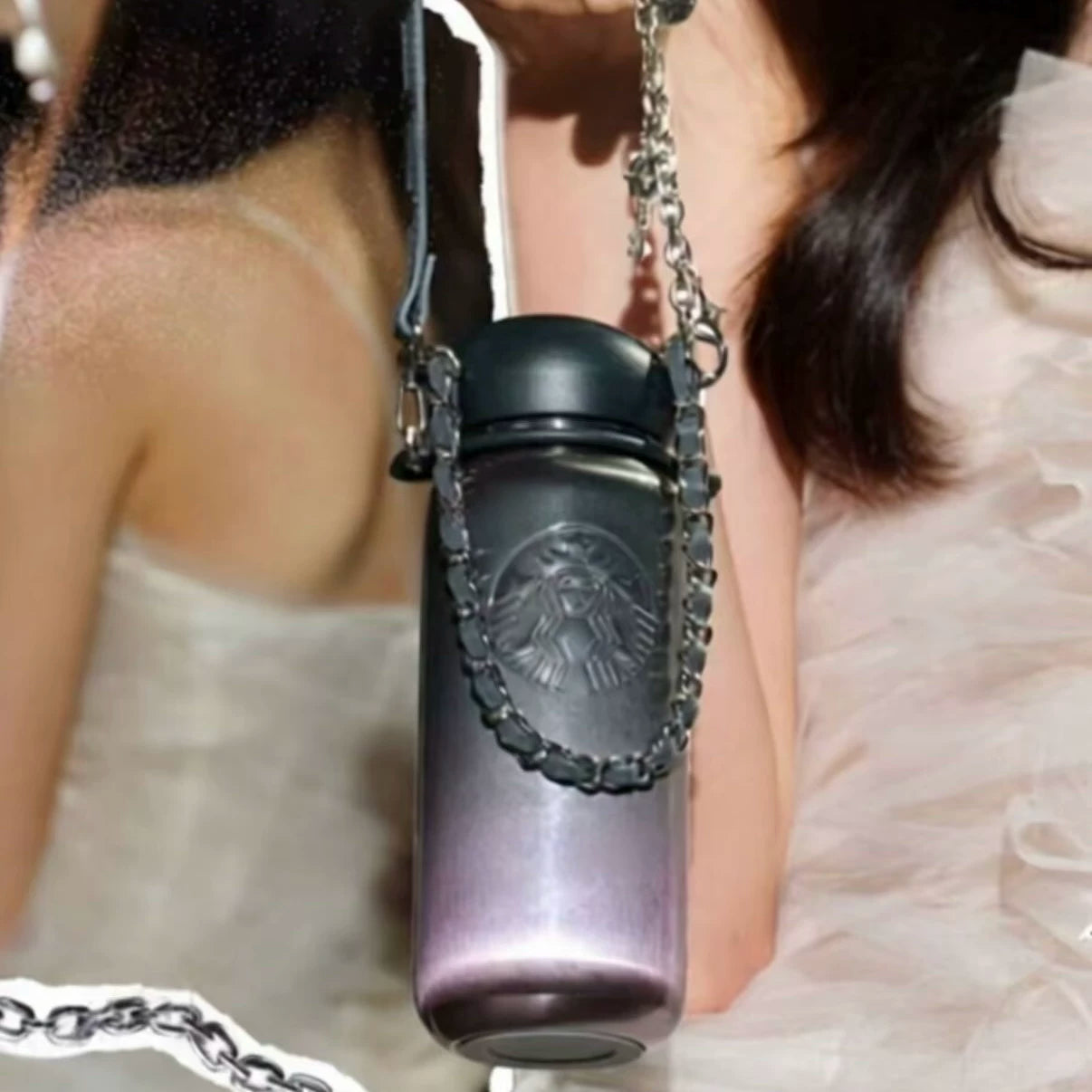 Starbucks China 2026 Ballet Series 420ml shiny cat-eye stainless steel cup with lanyard