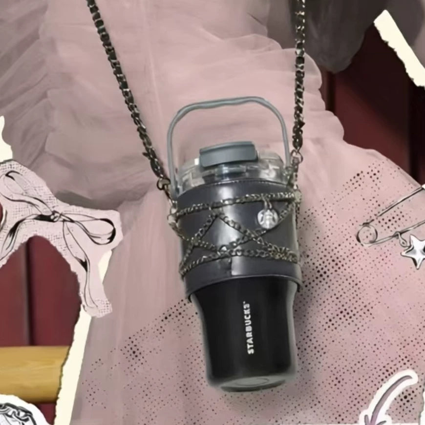 Starbucks China 2026 Ballet Series 610ml double spout stainless steel cup with chain cup cover