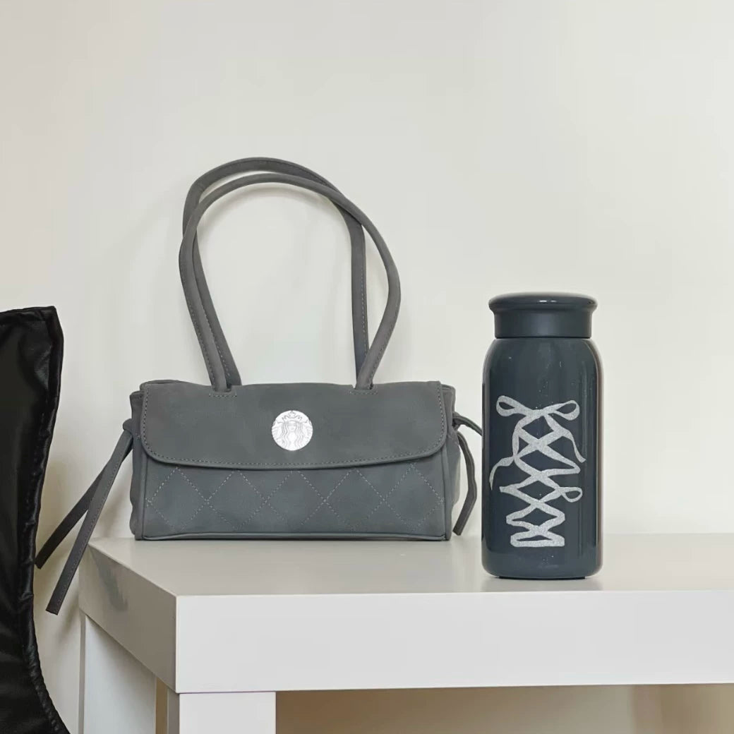 Starbucks China 2026 Ballet Series Black 355ml Sparkling Ribbon Stainless Steel Cup with Small Bag