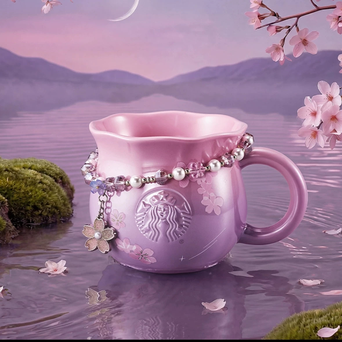 Starbucks China 2026 Cherry Blossoms Online Series Cherry Blossom Mug with Charms 410ml