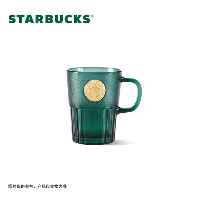 Starbucks China 2026 Dark Green Gilded Series 400ml Goddess Nameplate Glass