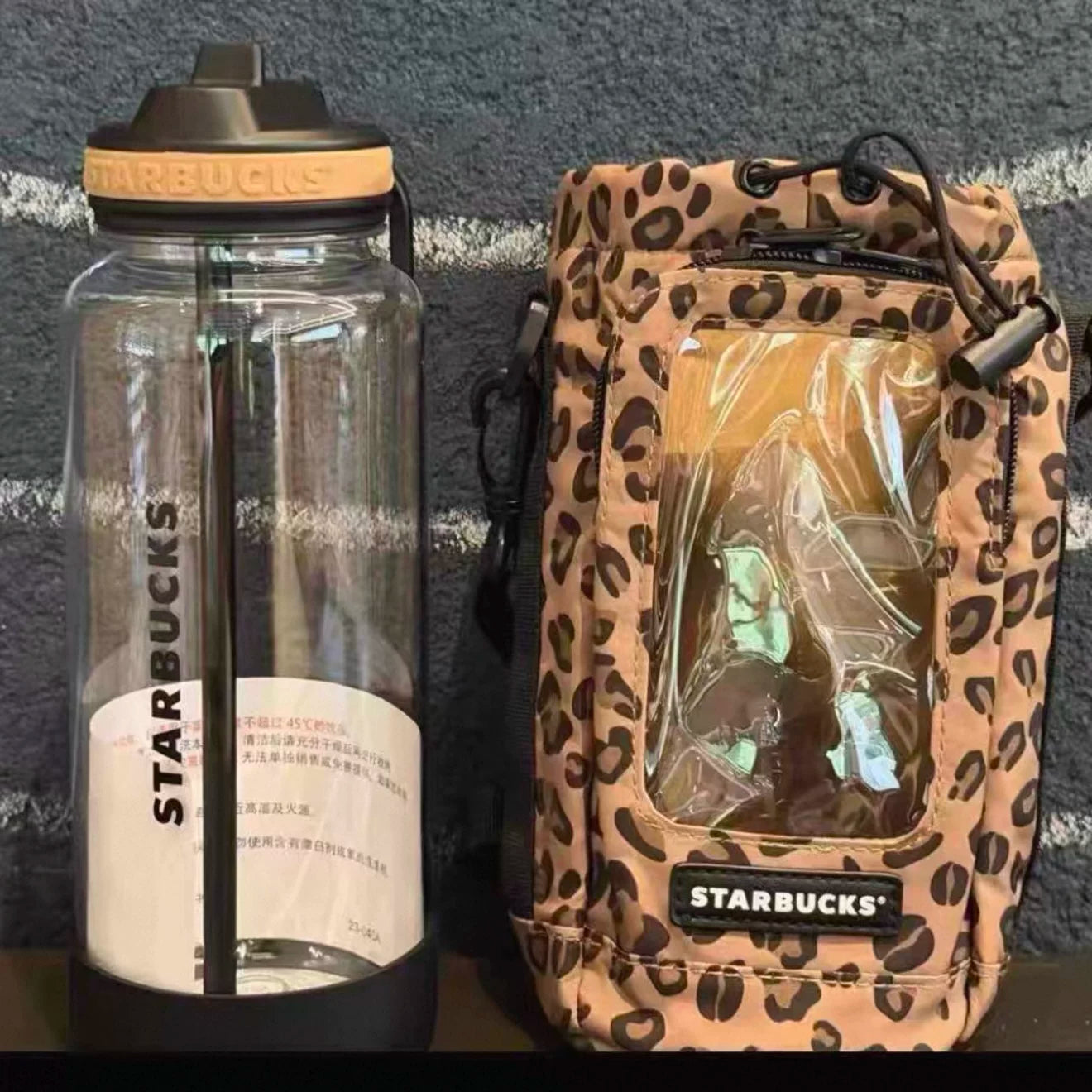 Starbucks China 2026 Leopard Print Series Plastic Cup 1000ml 35.2oz