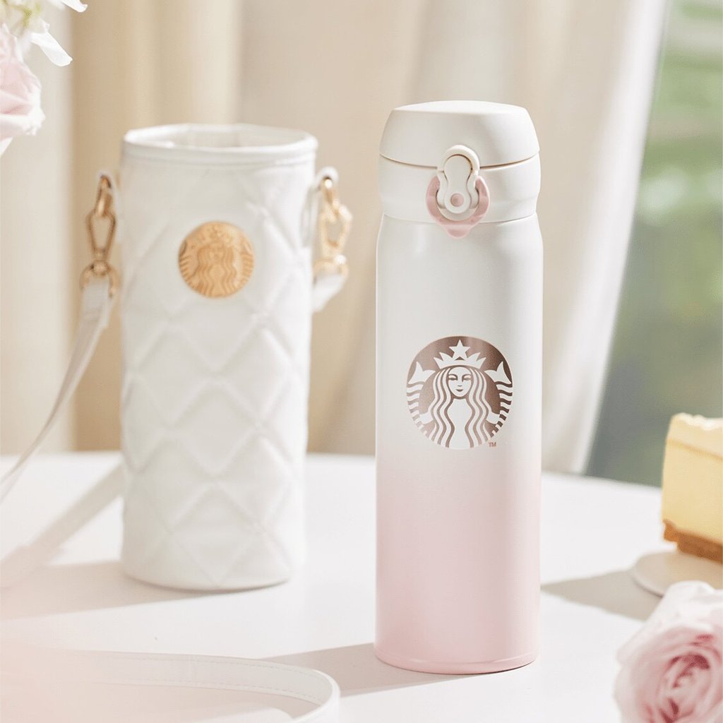 Starbucks China 2026 Love Confession Pink White Gradient Stainless Steel Thermos Cup 500ml