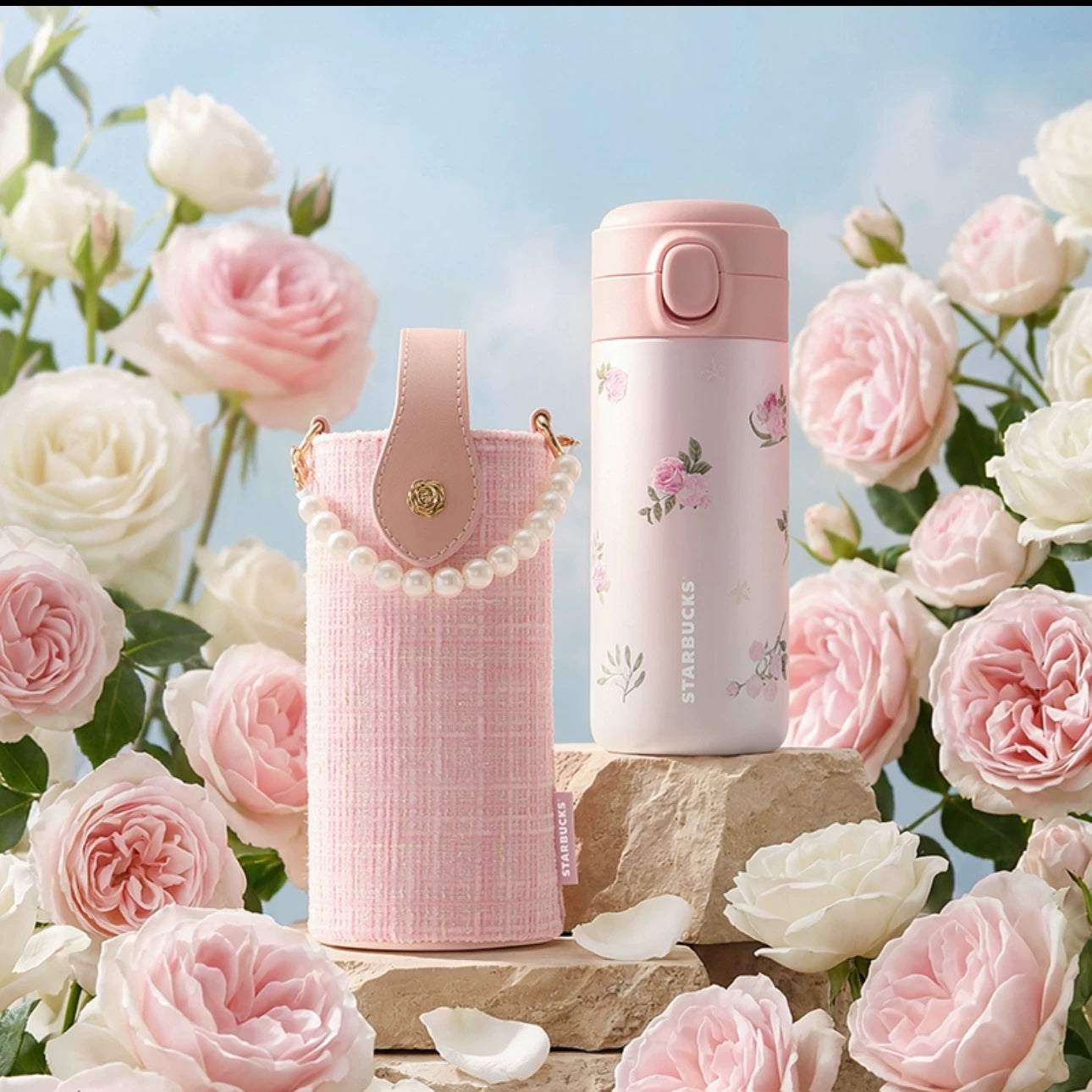 Starbucks China 2026 Rose Garden online Series 355m stainless steel coming with cup cover -without gift box